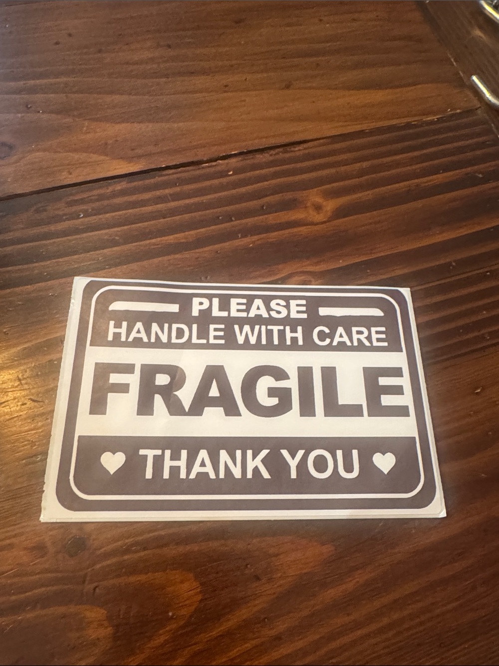 Fragile Handle with Care Sticker - White and Black